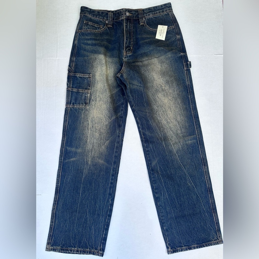 Guess Men's Dark Blue Carpenter Relaxed Jeans